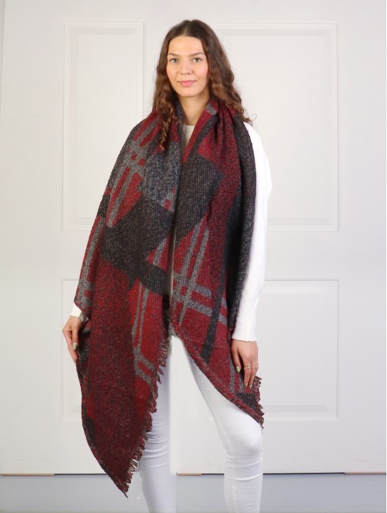 Asymmetrical Abstract Patterned Scarf 
